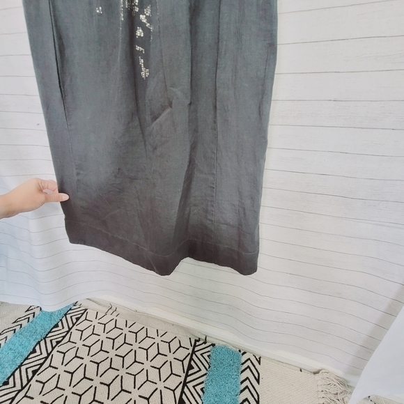Eileen Fisher Gray 100% Organic Linen Dress, w Sequin Detail sz Medium Petite - Picture 8 of 15